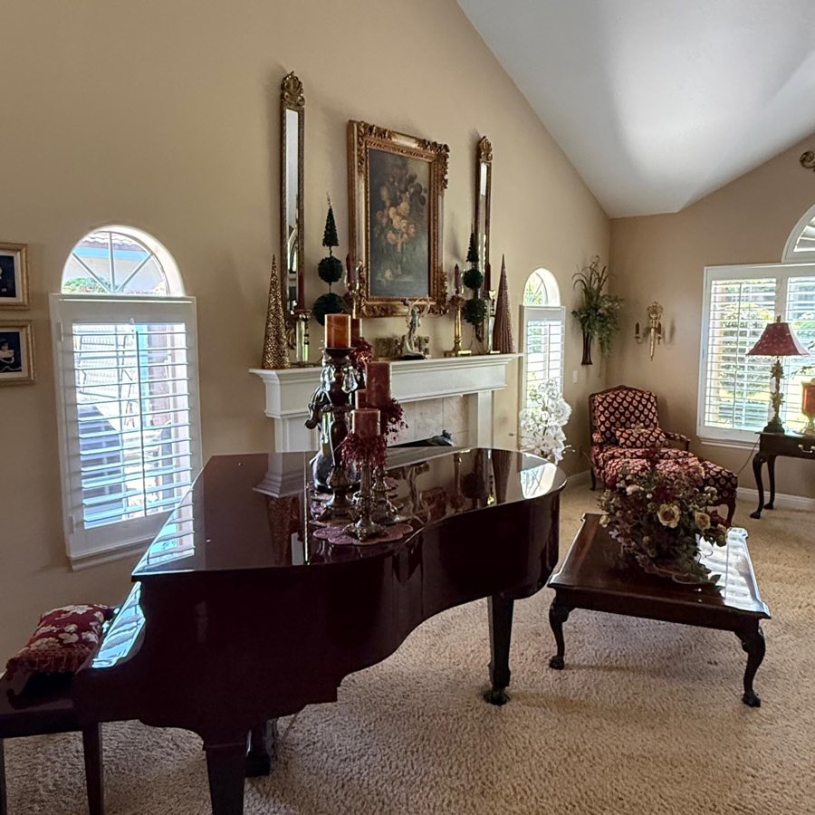 Formal living room with grand piano