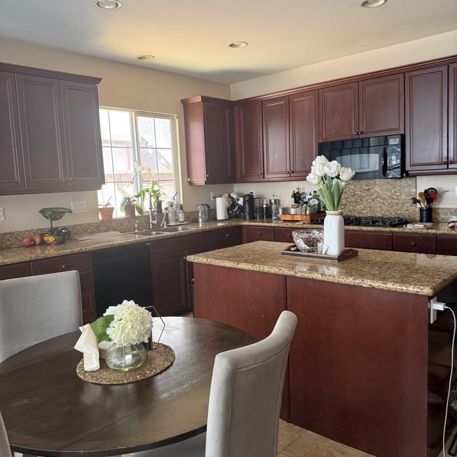 Cleaned kitchen with granite island